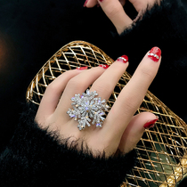 Japan and South Korea net red rotating snowflake ring Female personality ring tail ring Chic cold wind open joint ring Index finger ring