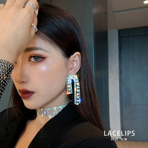 Exaggerated earrings female summer temperament advanced atmosphere 2021 New Tide Net red European and American light luxury tassel earrings