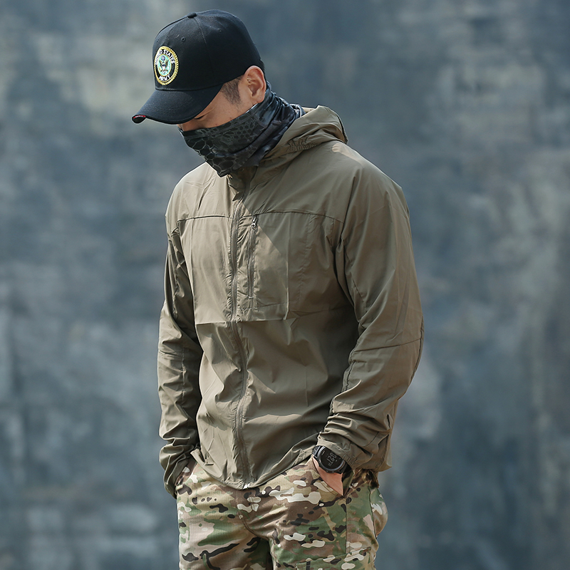 Outdoor ultra-thin sunscreen men's army fan summer camouflak sunscreen breathable skin closewear sport windproof coat