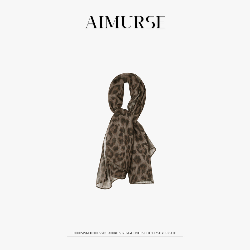 Aimurse Niche Leopard Print Comfortable, Stylish and Versatile Casual Large Silk Scarf Amps193 Aimurse Niche Leopard Print Comfortable, Stylish and Versatile Casual Large Silk Scarf Amps193