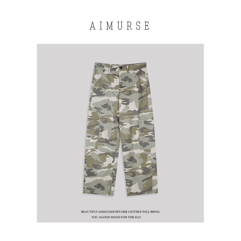 Aimurse【Camouflage Pants】Niche Spring and Summer Pure Cotton Camouflage Versatile Casual Pants Am70520