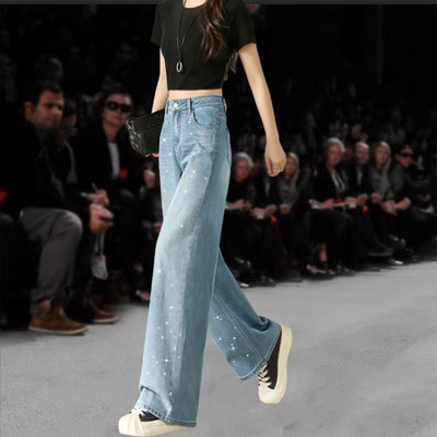 Max m* a Hot diamond straight-leg jeans for women in summer 2026, new style for petite loose light-colored wide-leg pants