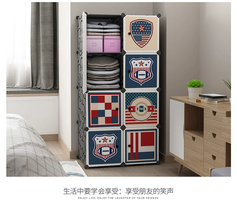 Phòng ngủ đơn giản tủ quần áo cho thuê phòng kinh tế nhựa nhỏ tủ quần áo lưu trữ lắp ráp tủ duy nhất phòng ngủ tập thể - Buồng