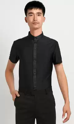 Men's Latin Top Men's Latin Dance Clothes Shirt Adult Stand Collar Latin Top Practice Modern National Standard Dance Top