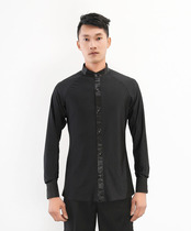 Male Latin dance modern dance square dance dance clothes ballroom dance national standard dance clothes dance clothes long sleeve dance stand collar shirt