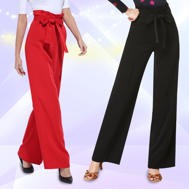 Dambao Roo High Waist Morden Dance Pants Women National Standard Dance Pants Long Pants Social Dance Dancing Pants Dance Pants Square Dance