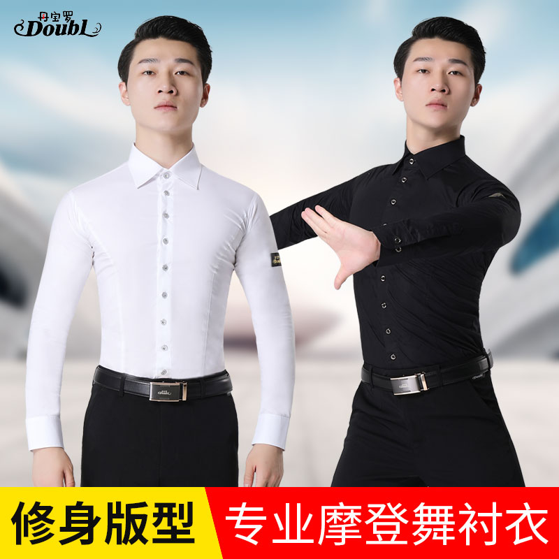 Dan Baoluo modern dance adult men's new national standard dance shirt practice clothes performance clothes shirt Latin dance dance