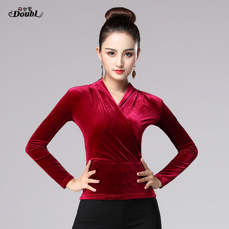 Danbaoluo velvet Latin dance clothes new top female adult autumn and winter national standard dance practice clothes modern dance dance clothes