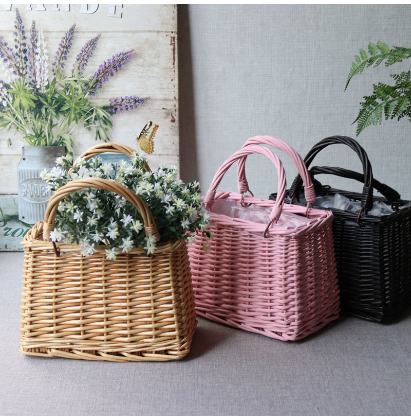 Field Garden Series Williuchflower Basket Flower flower basket Waterproof Hand Small Basket Handbag Gift containing storage basket