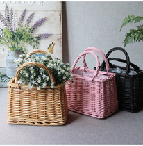 Pastoral series Wicker flower basket flower arrangement flower basket waterproof portable small basket Hand bag gift storage basket