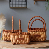 Country retro flower arrangement small flower basket natural mangwood storage basket decoration portable flower basket gift basket