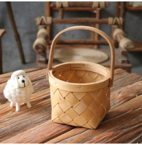 Pastoral wood flower basket mini portable flower basket flower arrangement decoration wooden gift storage basket hand basket