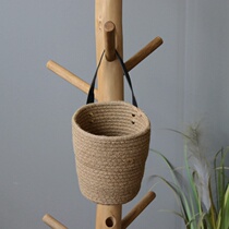 Pastoral cotton rope woven basket wall hanging flower basket flower pot decorative hanging basket flower pot storage basket ornaments