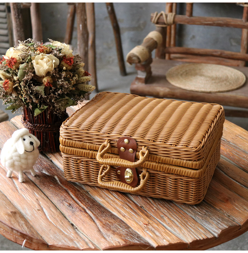 Suitcases Containing Box Debris box Box Imitation Vine Plastic Rattan ENVIRONMENTAL PROTECTION PU GIFT BOX MODEL FLOWER BASKET