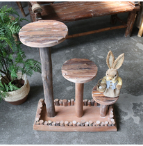 Solid Wood three-layer flower stand pastoral decoration wooden flower frame base shop decoration ornaments wooden frame flower ladder