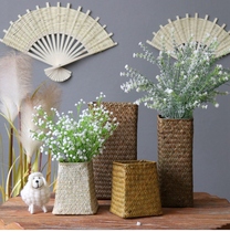 Pastoral series Chinese seagrass flower arrangement flower basket flower Flower Flower Flower tube dried flower storage basket home decoration tube