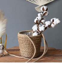 Pastoral series green planting basket hanging basket waterproof flower pot homestay outdoor decoration hanging basin Straw flower basket hanging decoration