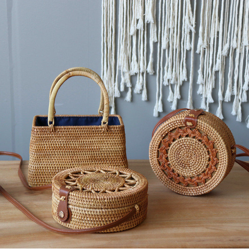 Small freshener Vietnamese vines series handwoven satchel handbag handbag shoulder bag containing basket storage bag containing bag