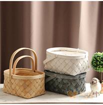 The natural color wood chip flower basket Wooden handmade flower arrangement flower basket flower flower flower shop fruit basket gift hand basket storage basket