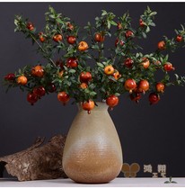 Simulation pomegranate fruit with leaves Berry decoration living room home decoration simulation flower Chinese ceramic bottle decoration flower
