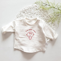 Baby pure cotton white T-shirt letter easing Korea ins spring and autumn baby boy clothes male and female baby girl with undershirt blouse