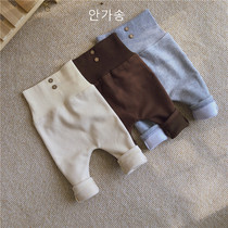 Baby big fart pants autumn winter plus suede integrated thin suede pure cotton 2021 male and female baby large PP pants high waist and belly