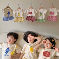 Baby Summer suit thin section pure cotton Korean teas male and female baby boy short sleeves Two sets of foreign air clothes mesh red