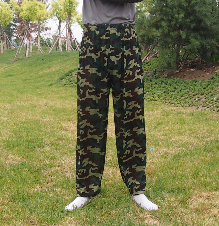 Men's trousers camouflage lantern pants ice silk running pants elastic waist plus fat large size loose summer thin casual pants middle-aged and elderly trousers