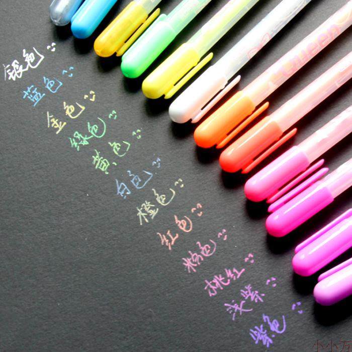 Handmade DIY album accessories Korean creative Brandi 12 color watercolor pen pastel pen black card special