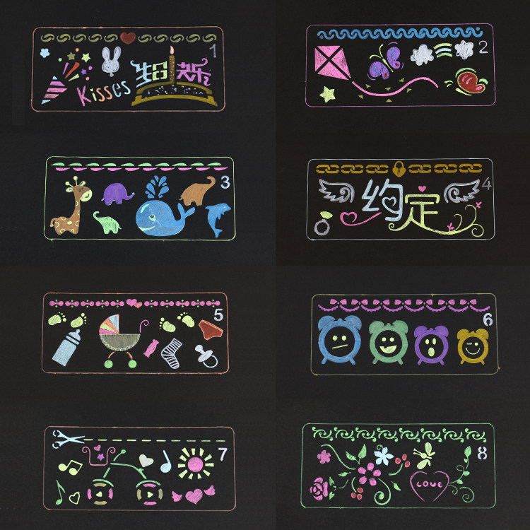 Hollow painting template DIY album growth manual accessories Hand copy newspaper hand account Lace ruler theme drawing template