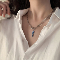 Hip hop necklace female damp net red ins sex cold light wind personality European and American streets double titanium steel without falling color lock bone chain