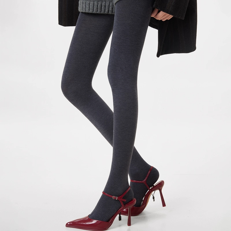Japanese Noih Gray Miu-Style Leggings for Women, Autumn and Winter Wool Warm Silk Outerwear Slimming Tights