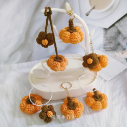 Lucky long pumpkin pendant diy hand-knitted keychain cute girl wool car hanging material package finished product