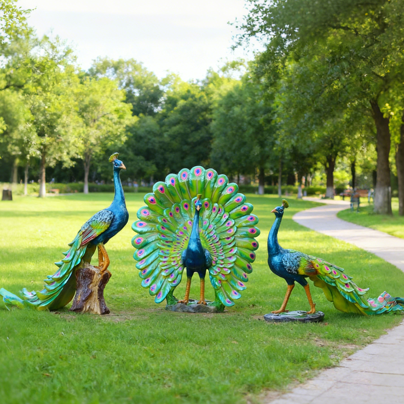 Simulated Animal Sculpture Resin Fiberglass Peacock Ornament Garden Ornament Outdoor Courtyard Decoration