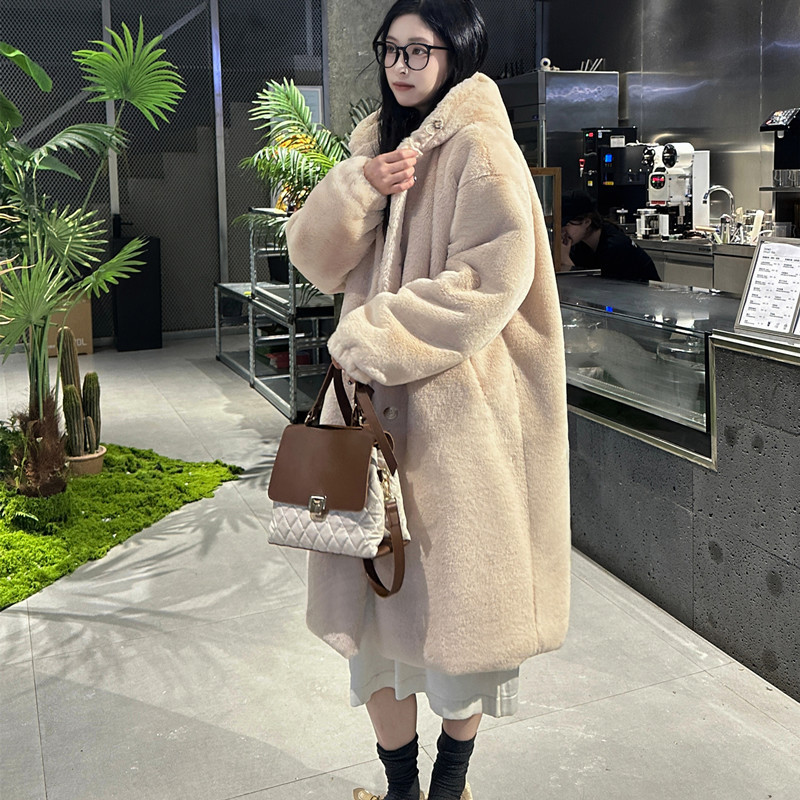 Double-Sided Thick Plush Coat for Women 2025 Autumn and Winter Mink Velvet Eco-Friendly Fur Imitation Rabbit Fur Long Coat New
