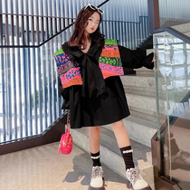 Girls tennis red one-piece dress 2022 new ocean gas shawl girl long sleeve lotus leaf side spring autumn tide child shirt skirt