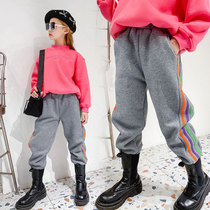 Girls plus velvet padded pants autumn and winter 2020 new foreign style corset pants