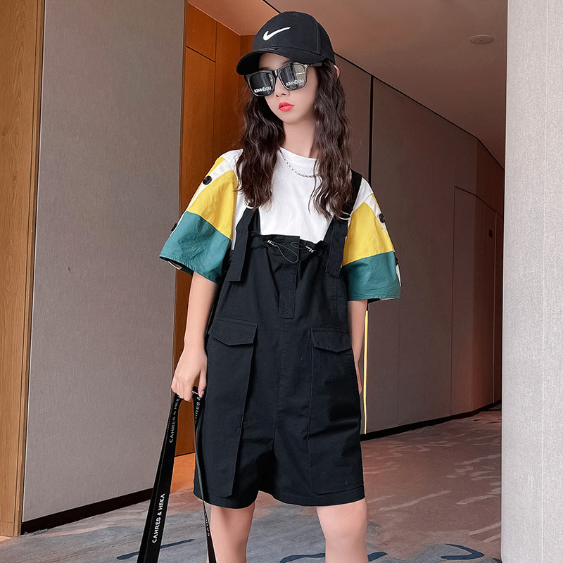 Girl Cuddling Bag Pants Suit 2022 Children's parquet headsets Short sleeves shorts CUHK Fry Street summer Two sets of damp