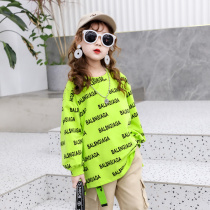 Girls T-shirt spring 2021 New Korean version of foreign style top children fashionable long sleeve letter sweater base shirt