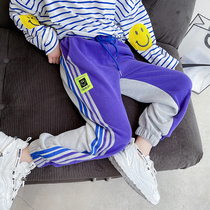 Girls Casual Pants 2021 New Korean Sweatpants Spring and Autumn Wear Joker Contrast Toddle Childrens Sweatpants