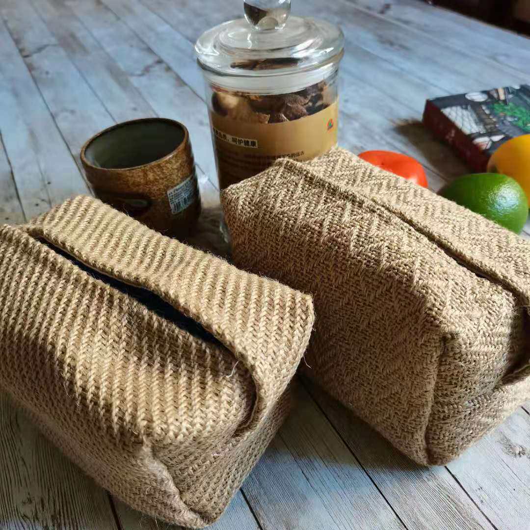 Simple cotton linen art paper towel bag Japanese living room dining table draw paper box set tea ceremony creative linen paper towel bag home