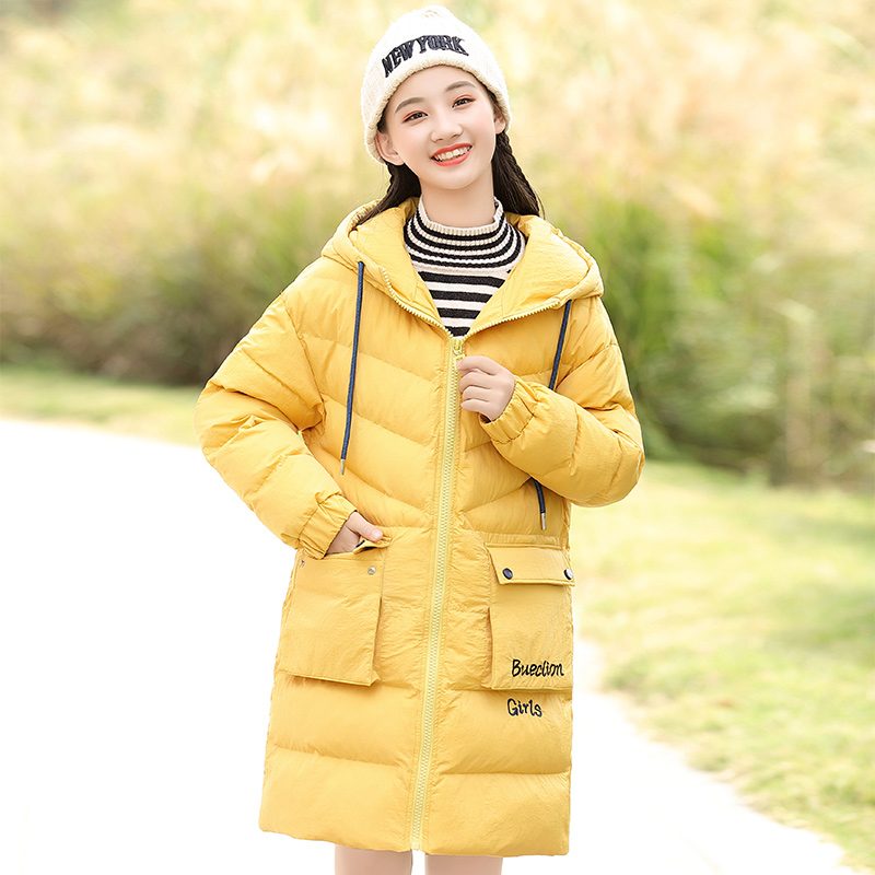 2020 mùa đông mới của Hàn Quốc phiên bản của mô hình trung và dài của các cô gái trẻ trung học cơ sở sinh học đông học cao chiếc áo khoác xuống áo khoác nữ