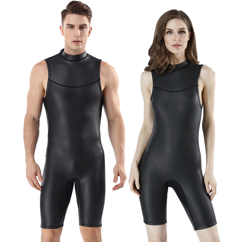 2MM light leather diving suit surf winter swimming cold warm sleeveless shorts swimsuit triathlon buoyancy gel coat