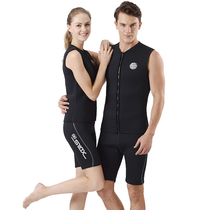 3mm thickened mens and womens surf snorkeling water suit warm top vest vest front zipper winter swimming cold bathing suit