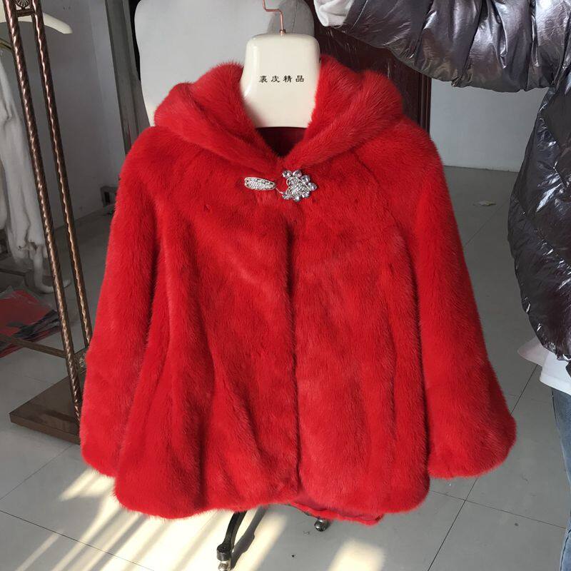 Мех/искусственный мех 儿童貂皮大衣整貂小女孩中长款韩版皮草外套连帽真貂毛私人订制