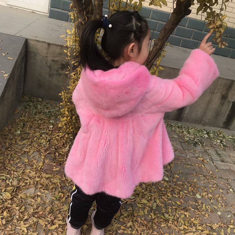 Мех/искусственный мех 儿童貂皮大衣整貂小女孩中长款韩版皮草外套连帽真貂毛私人订制