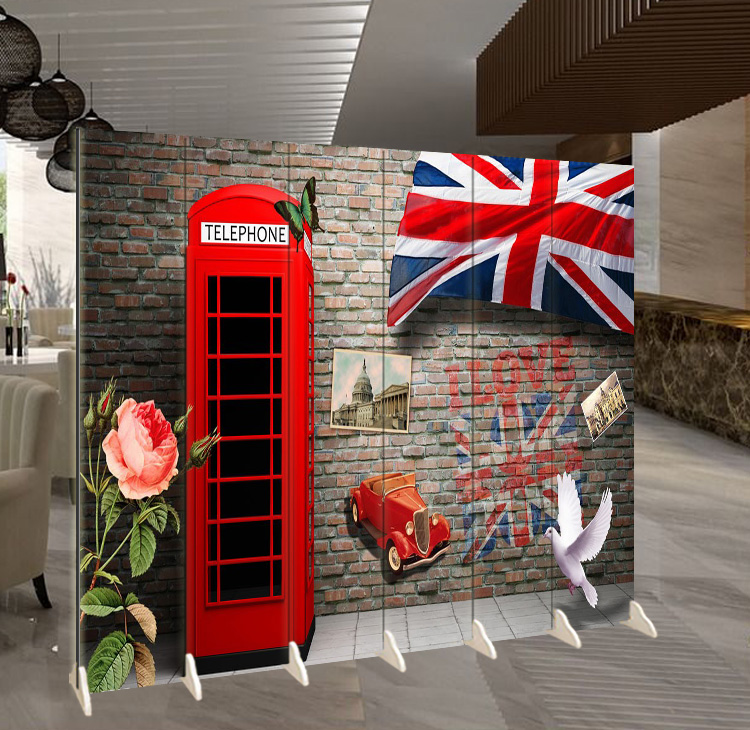 European style retro London street architecture electric bicycle phone booth screen partition bar coffee YY anchor mobile background