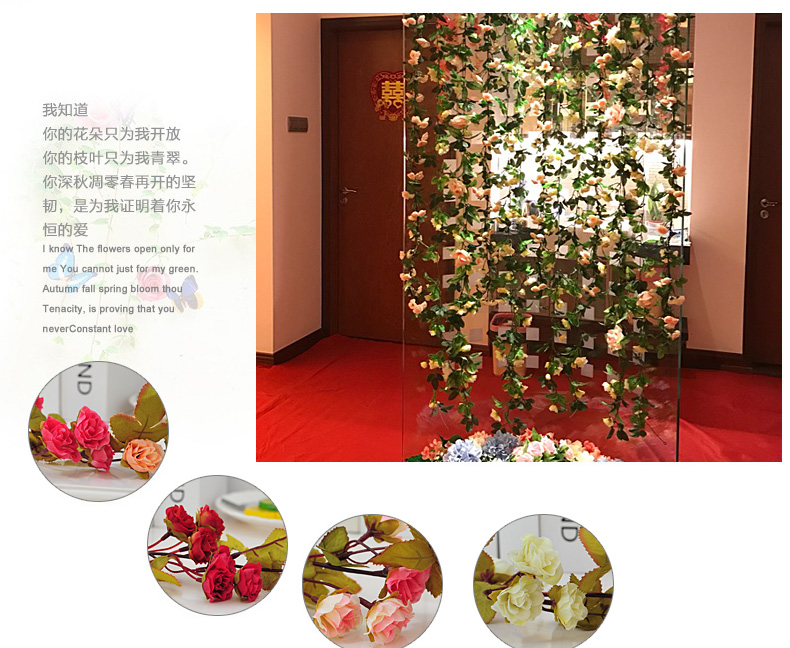 Mô phỏng trang trí hoa nho hoa hồng treo tường mây trang trí nội thất cây xanh điều hòa không khí đường ống chặn đám cưới nho - Hoa nhân tạo / Cây / Trái cây cây giả trang trí phòng khách