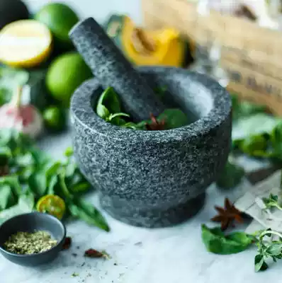 Medium-sized garlic garlic grinding pepper grinder mash medicine jar pressing small handmade blue stone mortar garlic stir tool