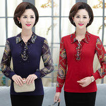 Lapel chiffon long-sleeved t-shirt womens mid-length loose 2020 summer and autumn clothes new middle-aged mother cotton bottoming shirt